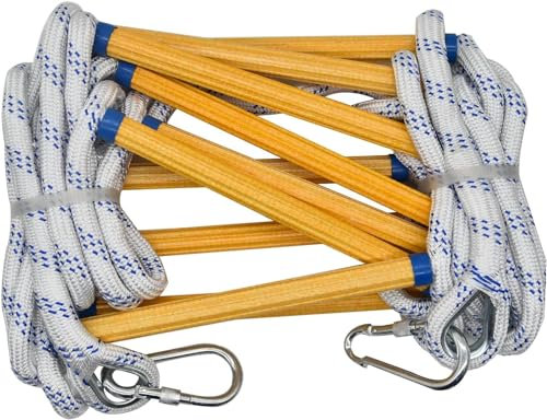 Feuerleiter, Feuerleiter aus Strick, Sicherheitsbalkon-Feuerleiter mit Haken, Notleiter aus Strick für Erwachsene und Kinder, wiederverwendbar, vielseitig einsetzbar