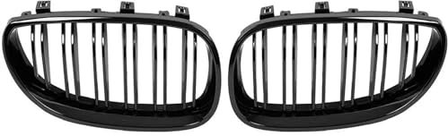 MRNQCB Frontstoßstangen-Kühlergrill Für B&MW 5 Series M5 E60 E61 525i 528i 530i 535i 540i 545i 550i 2004-2009 Glänzend Schwarzer Nierengrill Mit Doppellamellen Für Die Frontstoßstange