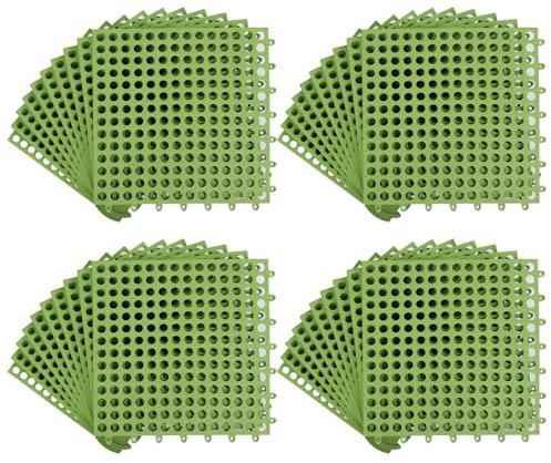 50 Packungen ineinandergreifende Drainagefliesen, 30,5 x 30,5 cm, grüne rutschfeste Schnallenfliesen, Badezimmer- und Innenhof-Drainagefliesen für Badezimmer, Toiletten und Innenhof, Rasenflächen,