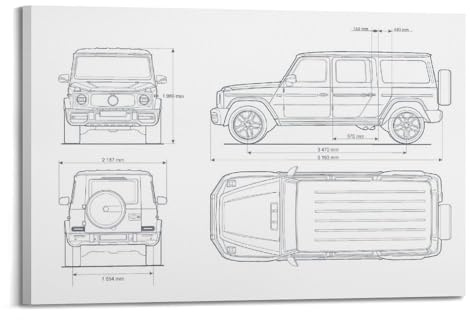 ZLQYHW Deutsches Luxus-Auto-Poster, G-Klasse G63, SUV, Blaudruck, dekorative Leinwand, Familienschlafzimmer, Kunstwerk, Bild, Gemälde, 20 x 30 cm
