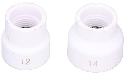2Pcs TIG Welding Cup Set, 12#/14# Ceramic Nozzle Accessory Kit Compatible with WP9/17/18/20/25/26 TIG Welding Torch, White Welding Accessories