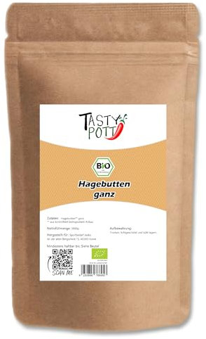 Tasty Pott Rosa canina biologica intera, secca, frutta secca, tè e dieta vegana, ricca di vitamine, rosa canina, rosa canina, in sacchetto da 1000 g (2 x 1000 g)
