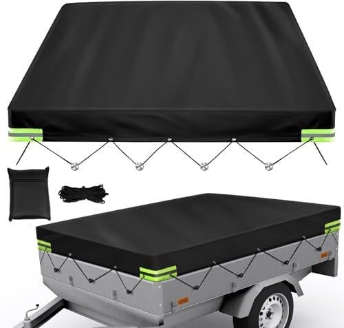 Bâche de remorque 210 x 114 x 10, bâche de protection pour remorque, 750 kg, bâche de remorque plate 420D, matériau imperméable et coupe-vent pour remorque de voiture