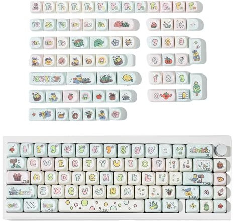 134Keys Colorful Keycaps Set Fruit Duck Cartoon Theme per 60/64/84/98/108 Tastiere Meccaniche da Gioco