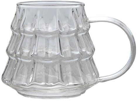lisutupode 350ml Christmas Tree Glass Mug, Christmas Tree Coffee Cups, Glass Espresso Cup, Tree Shaped Coffee Mugs, Christmas Tree Coffee Mug with Handle, Cute Christmas Tree Mugs