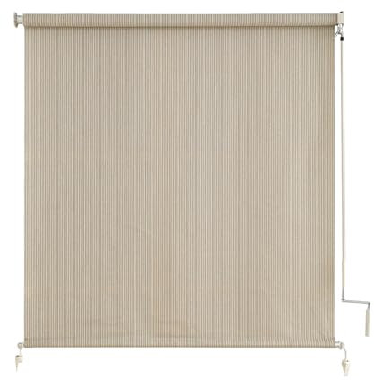 sunoff Outdoor Roller Shades，Cordless Patio Roller Up Blinds with Shade Cloth for Porch Gazebo Pergola Balcony Backyard，2 Poles & 1 Fabric，Sesame，48 Wx72 H