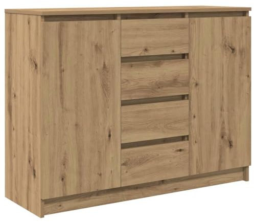 vidaXL Sideboard mit Schubladen Artisan-Eiche 100,5x35x76 cm, Kommode, Schrank, Flurschrank, Anrichte, Küchenschrank, Wohnzimmerschrank