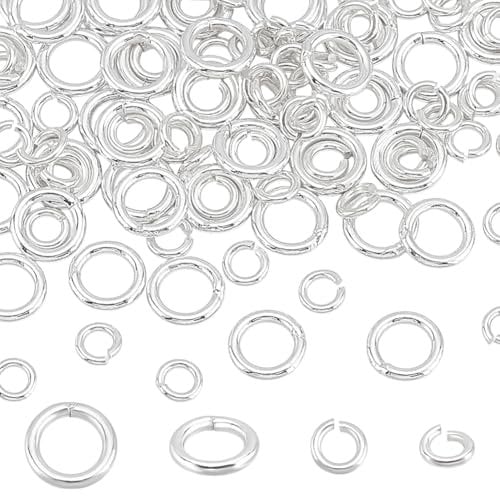 WADORN 100Pcs 925 Sterling Silver Jump Rings for Jewelry Marking, 24 Gauge 2.5mm Round Open Jump Lock Rings 4mm Silver Closed O Rings Connectors for DIY Necklace Bracelet Earrings Jewelry Making