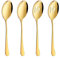 4Pcs Gold Stainless Steel Serving Spoons Set - Includes 2 Slotted Spoons & 2 Serving Spoon, Elegant and Durable Utensils for Buffets, Parties, and Everyday Use