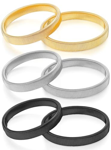 JJUNW 3 Paar Ärmelhalter, Metall Elastisch Bracelet Sleeve Holders Anti Rutsch Hülsenhalter Damen Herren Langarm Hemdhalter Metallarmbänder zum Fixiert Ärmel(Gold, Silber, Schwarz)