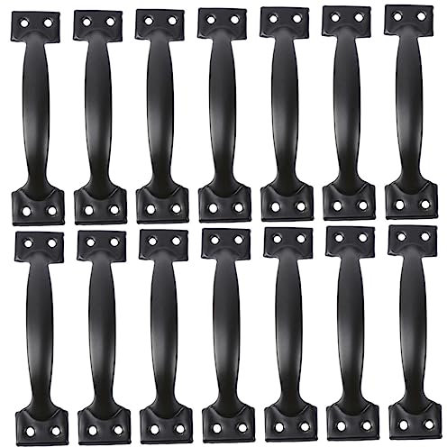 LIFKOME 14pcs Retro Door Handle Black Arch Shape Pulls Cabinet Handle Wardrobe Door Dresser Pulls for Vintage Flush
