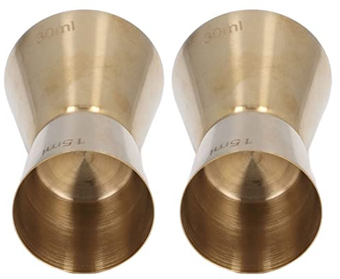 Juroupi Double Head Cocktail Jigger Stainless Steel Gold Wine Jigger Bar Measuring Cup for Restaurant Party (Golden 15/30ml)
