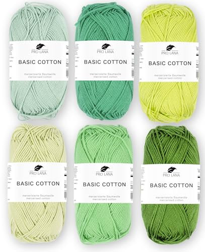 Mix Set - Pro Lana Basic Cotton - 100% Baumwolle 6x50g (Grasgrün Mix)