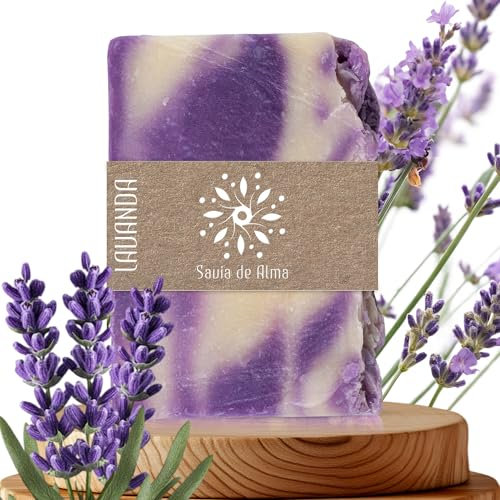 Jabón Artesanal Natural con Aceite de Lavanda – Pastilla de Jabón para Manos, Cara y Cuerpo | Calmante, Vegano y Relajante | Hecho en España | 100g (Lavanda)