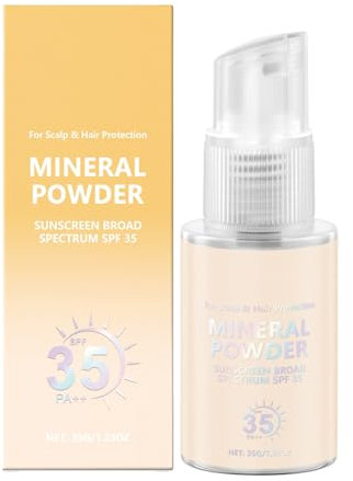 Sonnenschutzpulver, schützendes Mineralpuder für Kopfhaut und Haar, Mineralschutz, LSF 35 PA+, mattes Finish für Gesichtspflege im Freien, und Urlaub