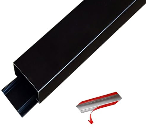 Floor Cable Cover Protector, Aluminum Alloy Self-Adhesive Indoor Outdoor Cable Management Raceway Multicolor Multiple Sizes(Black,150x3.5x1.2cm)