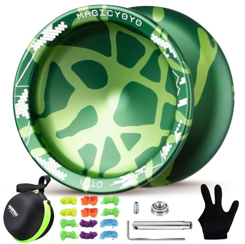 YOSTAR Yoyo Profi V10, Trick JoJo mit Leerlauf und Kugellager, Doppelzweck JoJo für Kinder und Anfänger, Unresponsive Jo Jo für Erwachsene, Jo-Jo Spielzeug mit 12 Saiten, Lagersatz, Gehäuse