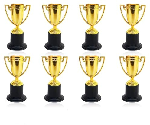 ZORVEXLYNX 8Pcs Mini Trophies, Trophies, Gold Trophy and Medals Classroom School Award Party Rewards Competition Ceremony Used for Various Competition Rewards