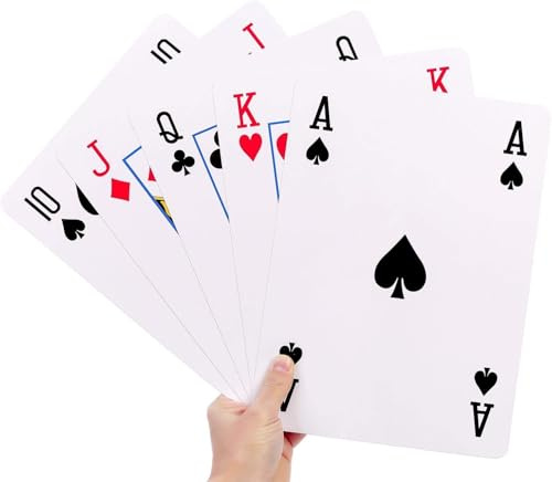 MantraRaj Giant Jumbo A4 Playing Cards 28cm x 20cm | Playing Cards | Ideal for Parties, Friends Invite, BBQs, Garden Outdoors & Garden Fun, Christmas & Events Games 52 Cards