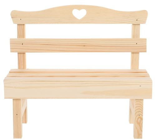 Kisangel Dekorative Mini Holzbank aus Natürlichem Kiefernholz Handgefertigte Kleine Deko Bank für Wohn Bürodekor Umweltfreundliche Miniatur Gartenbank als Foto Requisite und Charmante