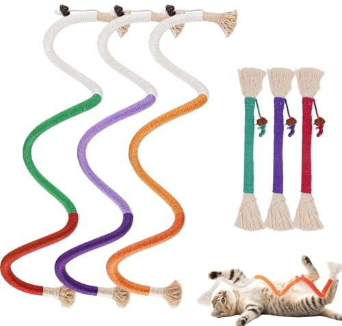 YBEATY 6Pcs Cat Chew Rope Toy Interactive Cat Nip Kicker Toy Pet Chew Toys Bent Cats Rope Toys Bite-Proof Playthings Kitten ChewRopes Pet Supplies for All Breeds Cats Teeth Cleaning Stress Relief