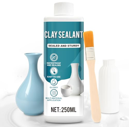 Miioto 250ml Sellador Impermeable, Sellador Cerámica, Barniz Arcilla | Resistente al Agua y a las Grietas, Sellador de Arcilla Aplicable a Cerámica, Plástico & Porcelana