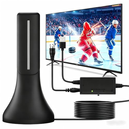 2026 Upgraded Indoor Digital TV Antenna, Long Range 360° Reception HD Antenna for Smart TV & All Older TVs, Signal Amplifier Booster 13ft Coax Cable, Supports 4K 1080P 8K VHF UHF Local Channels