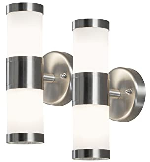 2er-Set Wandleuchten MODENA Up-/Down-Light, GU9, Höhe 23 cm, IP44, opales Glas; Konstsmide 7592-000