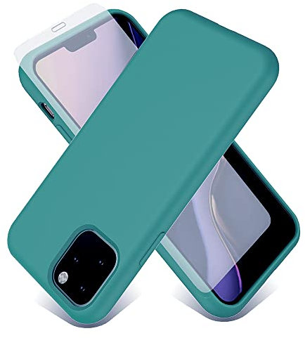 Gorilla Tech Midnight Green Liquid Silicone Case For iPhone 8 Plus and iPhone 7 Plus 5.5 inch With Gorilla Tempered Glass Screen Protector, Scratch Resistant Shockproof Cover Soft Microfiber Interior