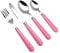 EXZACT Couverts en inox 24 pièces - Motif Vichy de Couleur: 6 x Fourchettes, 6 x Couteaux, 6 x Cuillères, 6 x Cuillère à café (Rose)