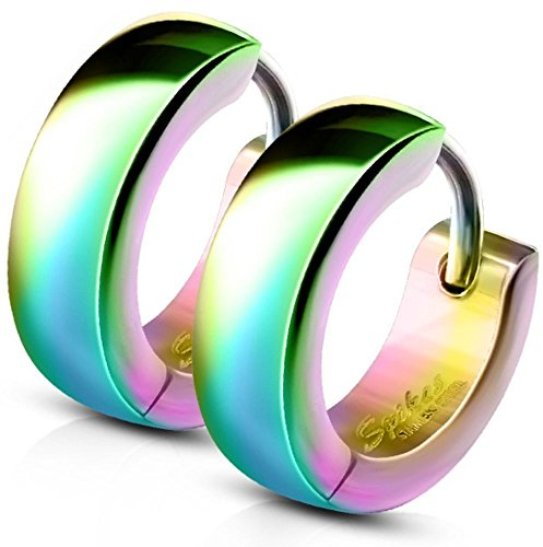 Bungsa Regenbogen - Ohrclips 4mm Edelstahl 1 Paar ~ 5 FARBEN ~ (Ohrringe Ohrschmuck Ohrklemmen Studs Damen Frauen Herren Mode Earrings)