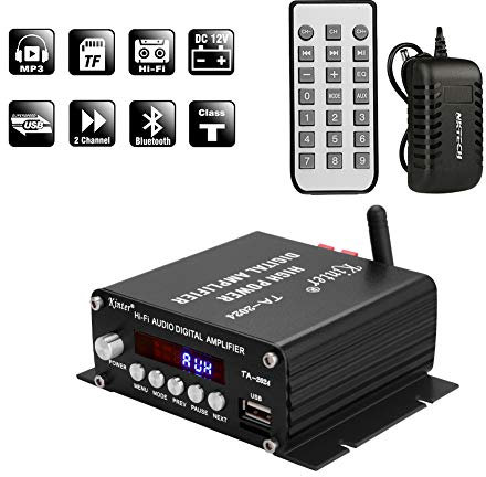 NKTECH DC 12V 3A Power Supply Kinter TA-2024 USB/MP3 AUX Hi-Fi Audio Altoparlante Car Bluetooth Class-D Audio stereo Amplificatore 2x 20W Player con Remote Controller
