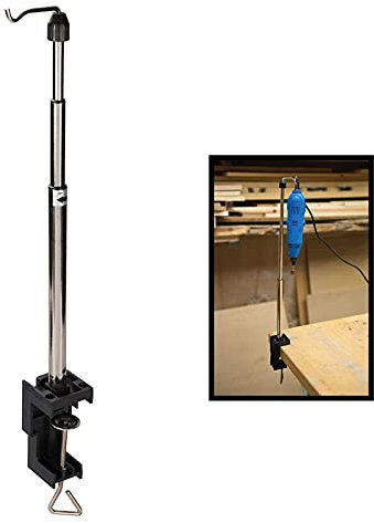 Dapetz ® Rotary Tool Telescopic Hanging Stand 550mm Flexi Shaft Holder Tidy Desk Edge Clamp Rotating Hook Rotating Hanging Hook & Holes for Permanent Fixing