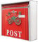 banjado® Burg-Wächter® Briefkasten mit Motiv Nostalgie Post/Briefkasten ohne Zeitungsfach 32x36x10 cm groß/Briefkasten mit Namensschild A4 Einwurf inkl. Montagematerial & 2 Schlüsseln