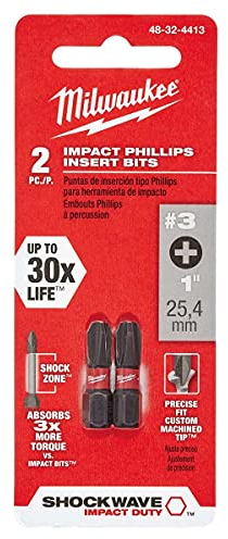 Milwaukee Electric Tool Corporation 48-32-4413#3 Phillips Shockwave Einsatz, 2 Stück