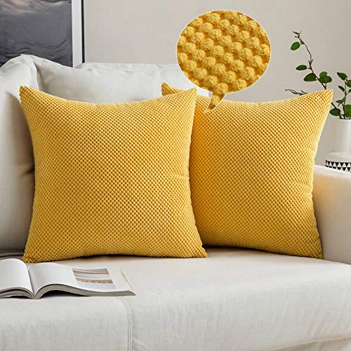 MIULEE 2er Set Kissenbezüge Dekokissen Körnig Dekorativ Kissenbezug Kissenhülle Sofakissen Deko Bezug Weich Zierkissen Kissen für Wohnzimmer Schlafzimmer 40x40cm Olivgelb
