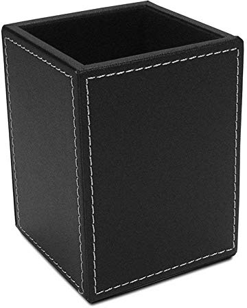 Tubayia Pot à crayons en cuir synthétique - Pour bureau, salon - Noir