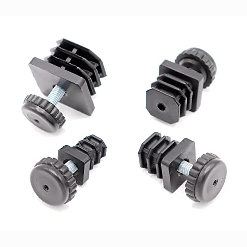 4X Gewindestopfen 30x30 mm Einsteckbuchse für Vierkantrohr mit Stellfuß Schraub Fuß, quadratisch, Kunststoff, schwarz