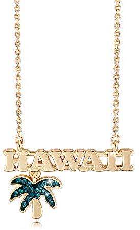 GYXYZB Gold Color Palm Tree Necklace Embellished With Crystal Statement Necklace Hawaii Jewelry