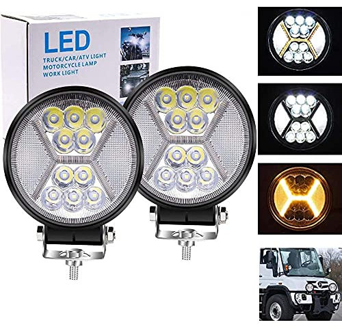 Biqing 2X Phare de Travail LED 12V, LED Barre 4.4” Projecteur Voiture Spot Flood Feux Antibrouillard 24V Feux de Travail Feux Additionnels 25000LM pour 4x4 Truck ATV Offroad Spotlight (117W)