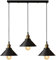iDEGU Industrial Pendant Lamp Shapes, 3 in 1 Vintage Edison Style Metal Pendant Light Shades for E27 Ceiling Lights for Kitchen Bar Loft - Ø22cm, 3-Light, Black