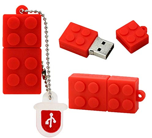 Mini USB Drive 16 GB - USB Flash Drive 16GB - Red Pendrive - Building Blocks Pendrive (Red)