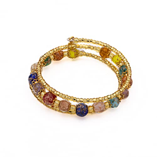Sospiri Venezia Bracelet Femme composé de 7 Perles en Verre Diamètre 8 mm Bracelet en Verre de Murano Original Bijou Idée Cadeau Made In Italy Certifié (Blanc)