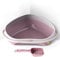 CAT CENTRE Pink Large Corner Cat Open Litter Tray With Scoop Bundle Kitten Pet Toilet Plastic Loo Pan Box Anti-Spillage Lowered Entry Step Rounded Corners Detachable Rim Easy Cleaning No Spilling