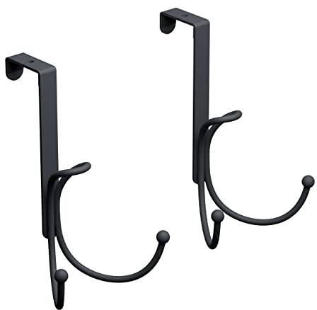 Unjumbly Over The Door Hooks, Set of 2 – Superior Black Matt Coat Hook with Double Hook Feature and Bonus Third Hook to Hang Towels, Coats, Black