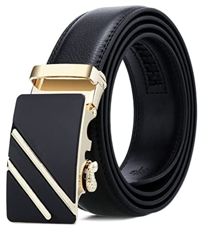 HEYU Herren-Gürtel, echtes Leder, Ratschengürtel mit automatischer Schnalle (Jinshuanggan)