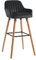 Vente-unique - Tabouret de Bar en Velours et Pieds Bois de hêtre - Noir - Eleana