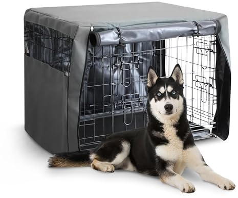 Furdreams Premium Cover for 42 Inch Dog Crate - Polyester with PVC Coating, Two Rolling Doors & Breathable Mesh Windows - Easy Installation & Machine Washable - Cage Cover for Puppy Training (XLarge)
