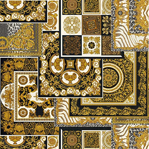 Profhome Design Wallpaper 370483-GU Non-Woven Wallpaper Gold Black White Silver 0.70 m x 10.05 m / 7.035 sqm
