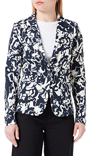ICHI IHKATE PRINT BL14 Damen Blazer Kurzblazer Jacke gemusterter Ein-Knopf-Blazer mit Stretch und Reverskragen, Größe:S, Farbe:Total Eclipse (194010)